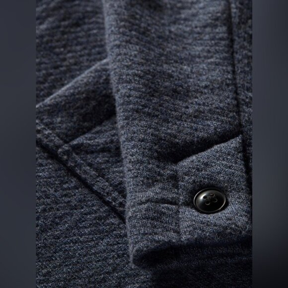 Faherty Blazer Men's Size Large Deep Navy Melange Inlet Knit Jacket Sweater - Picture 11 of 13